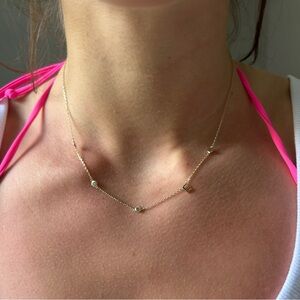 unique gold initial E polka dot adjustable necklace💛